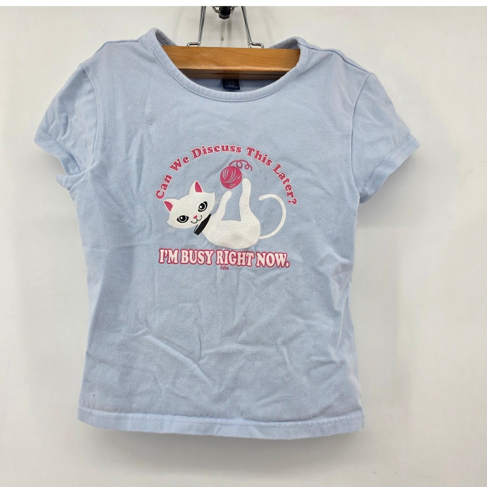 Limited Too Vintage Y2K Baby Blue Cat Graphic Tee Size 10